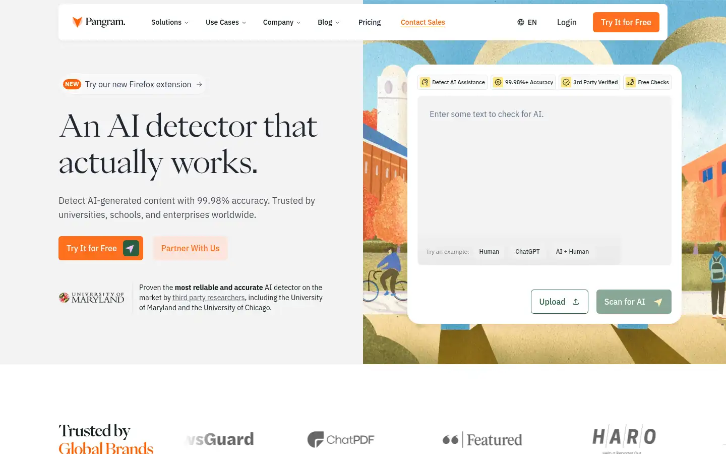 Screenshot of pangram.com