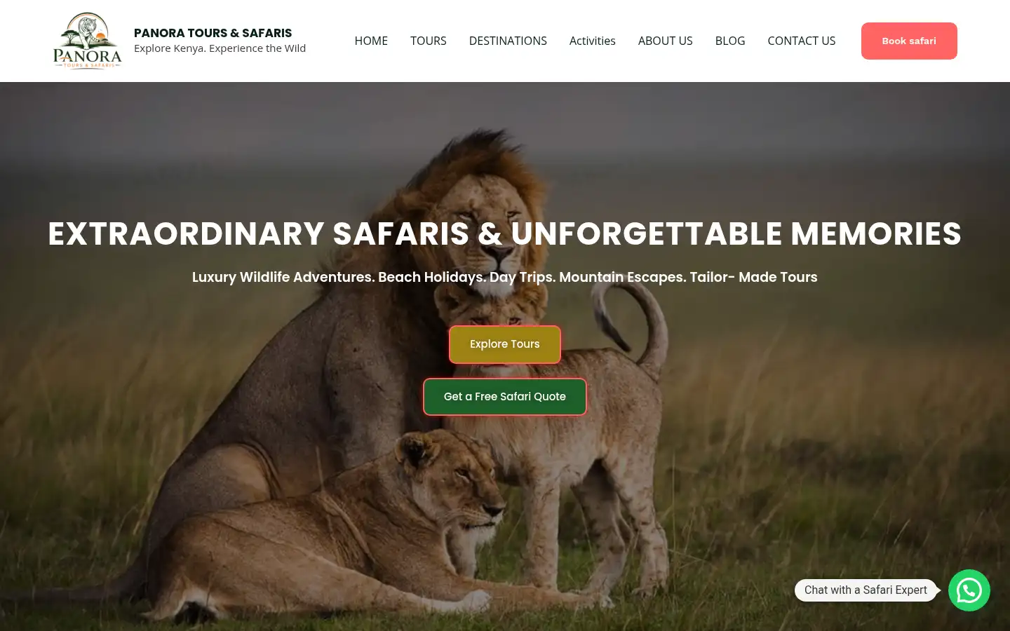 Screenshot of panoratoursafaris.com