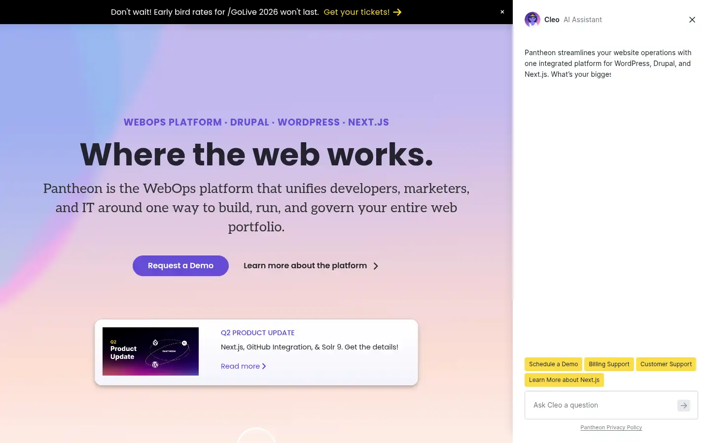 Screenshot of pantheon.io