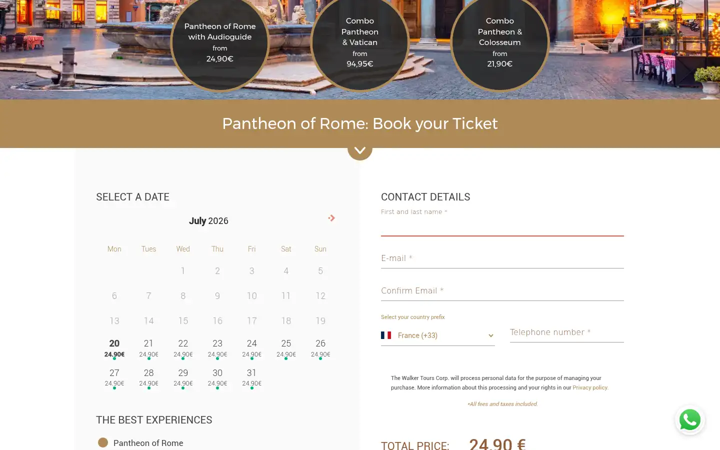 Screenshot of pantheonroma-tickets.org
