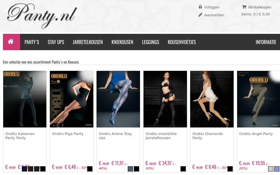 Screenshot of panty.nl