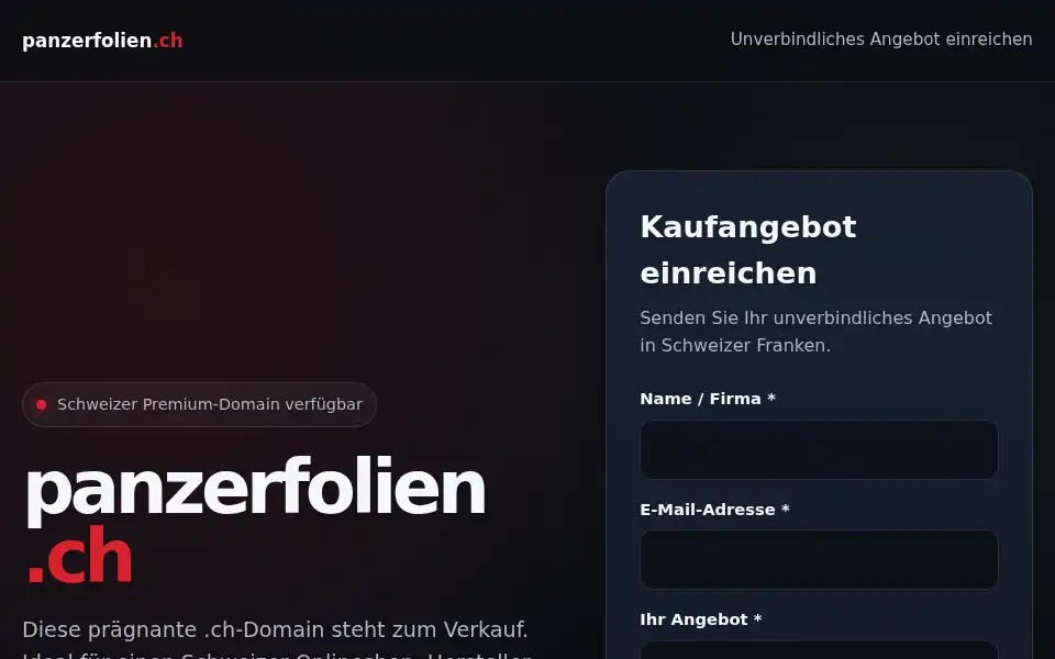 Screenshot of panzerfolien.ch