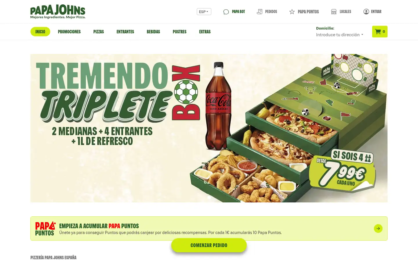 Screenshot of papajohns.es