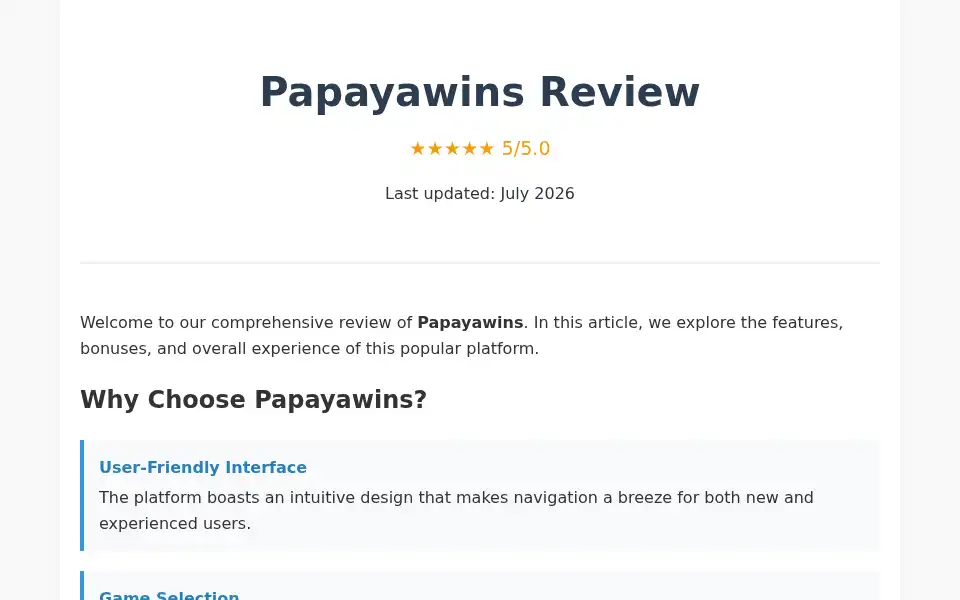 Screenshot of papayawins.cc