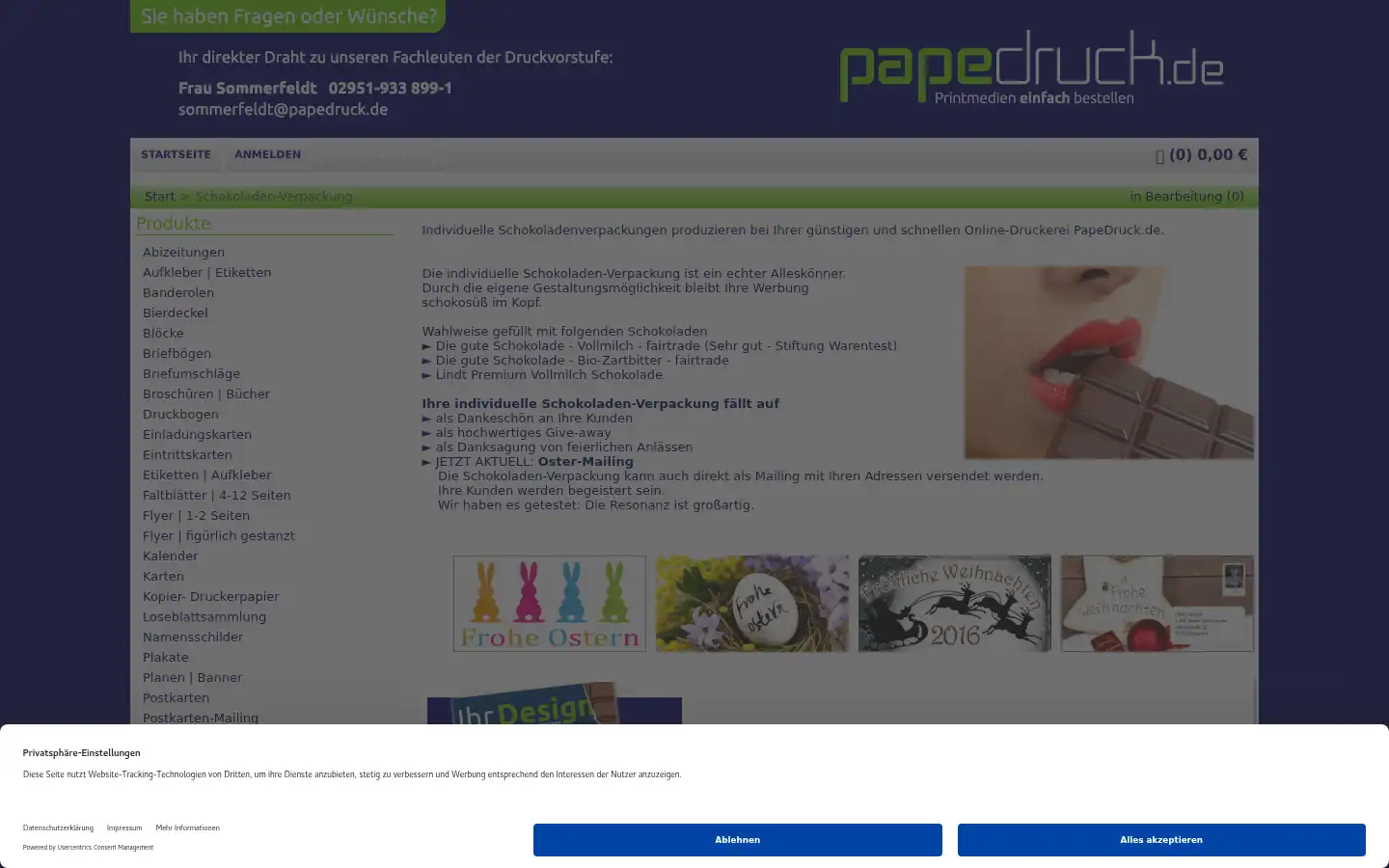 Screenshot of papedruck.de
