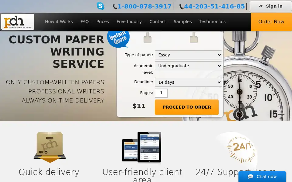 Screenshot of paper-due-now.com