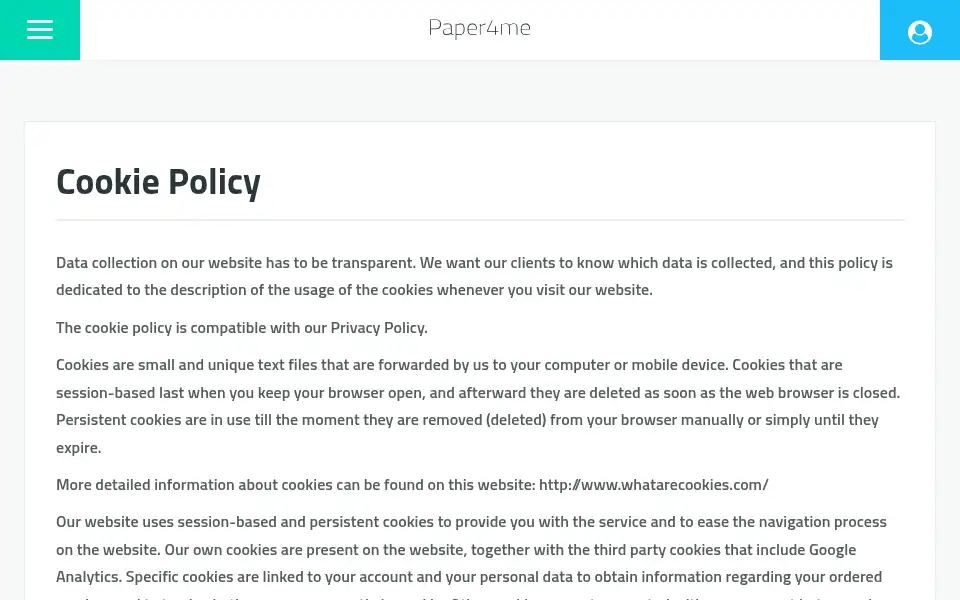 Screenshot of paper4me.com