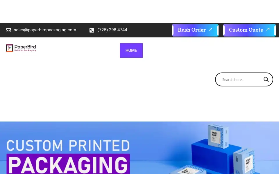 Screenshot of paperbirdpackaging.com