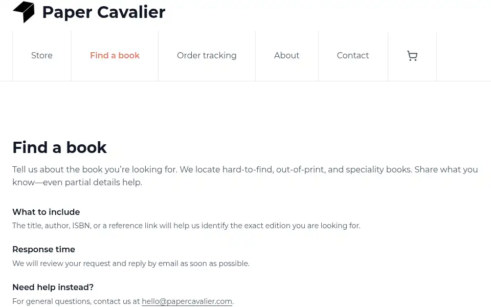 Screenshot of papercavalier.com