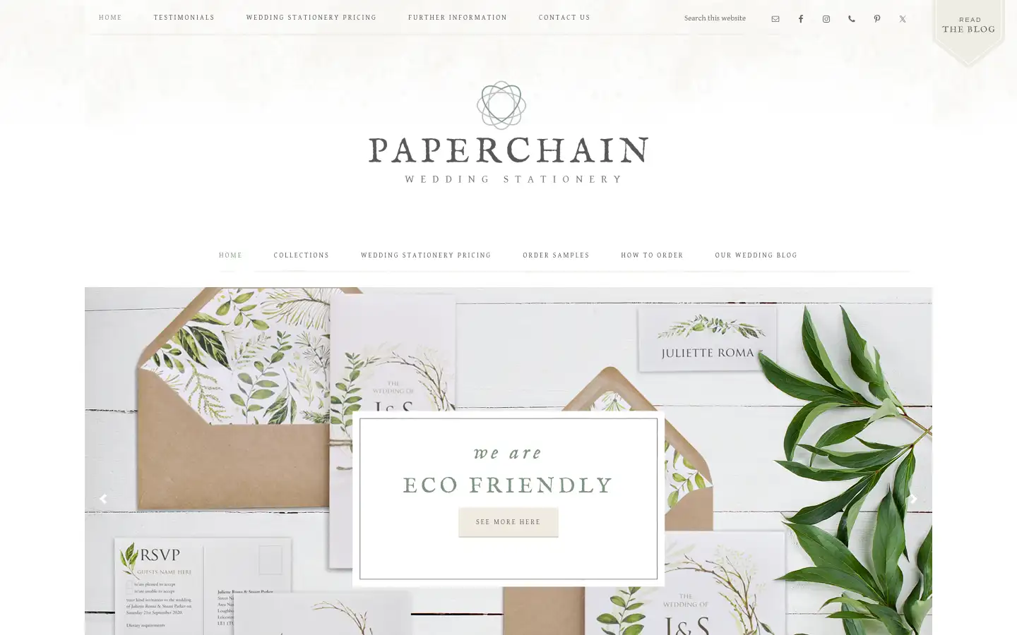 Screenshot of paperchainweddingstationery.co.uk