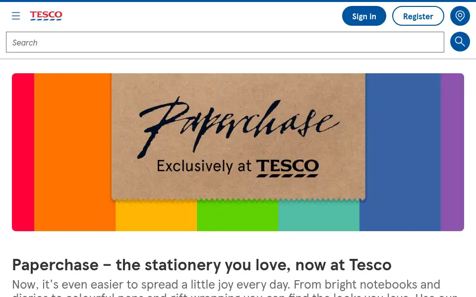 Screenshot of paperchase.com