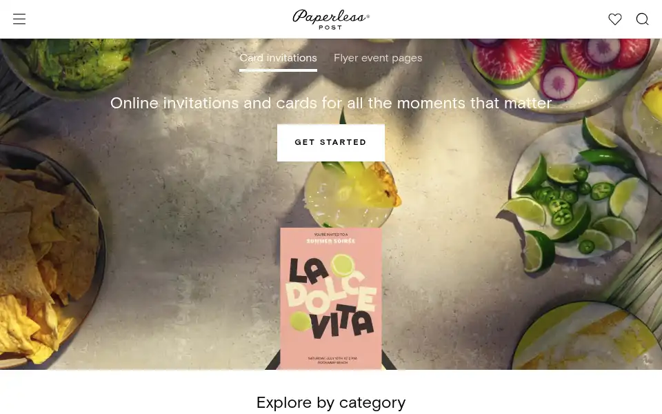 Screenshot of paperlesspost.com