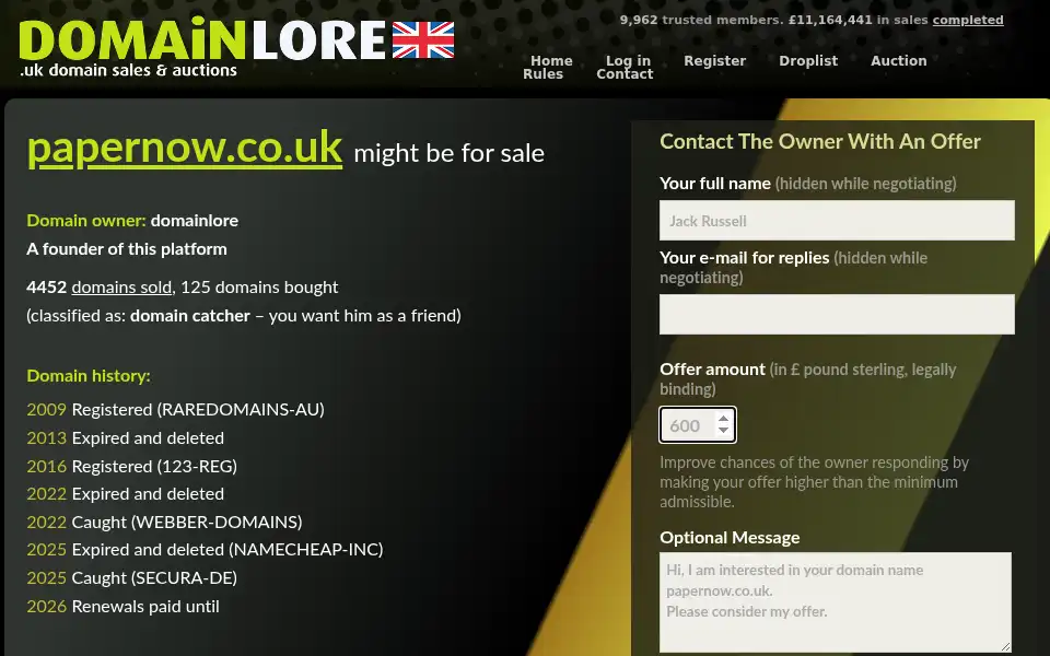 Screenshot of papernow.co.uk