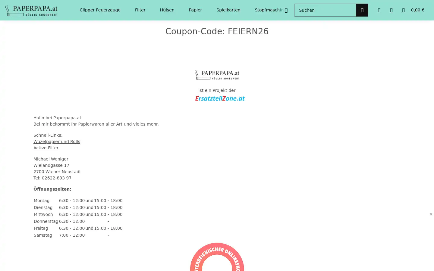 Screenshot of paperpapa.at