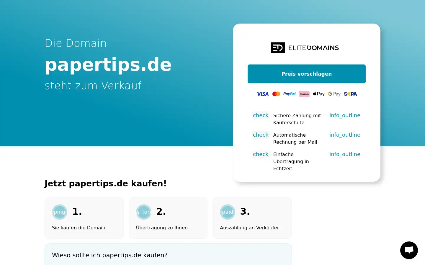 Screenshot of papertips.de
