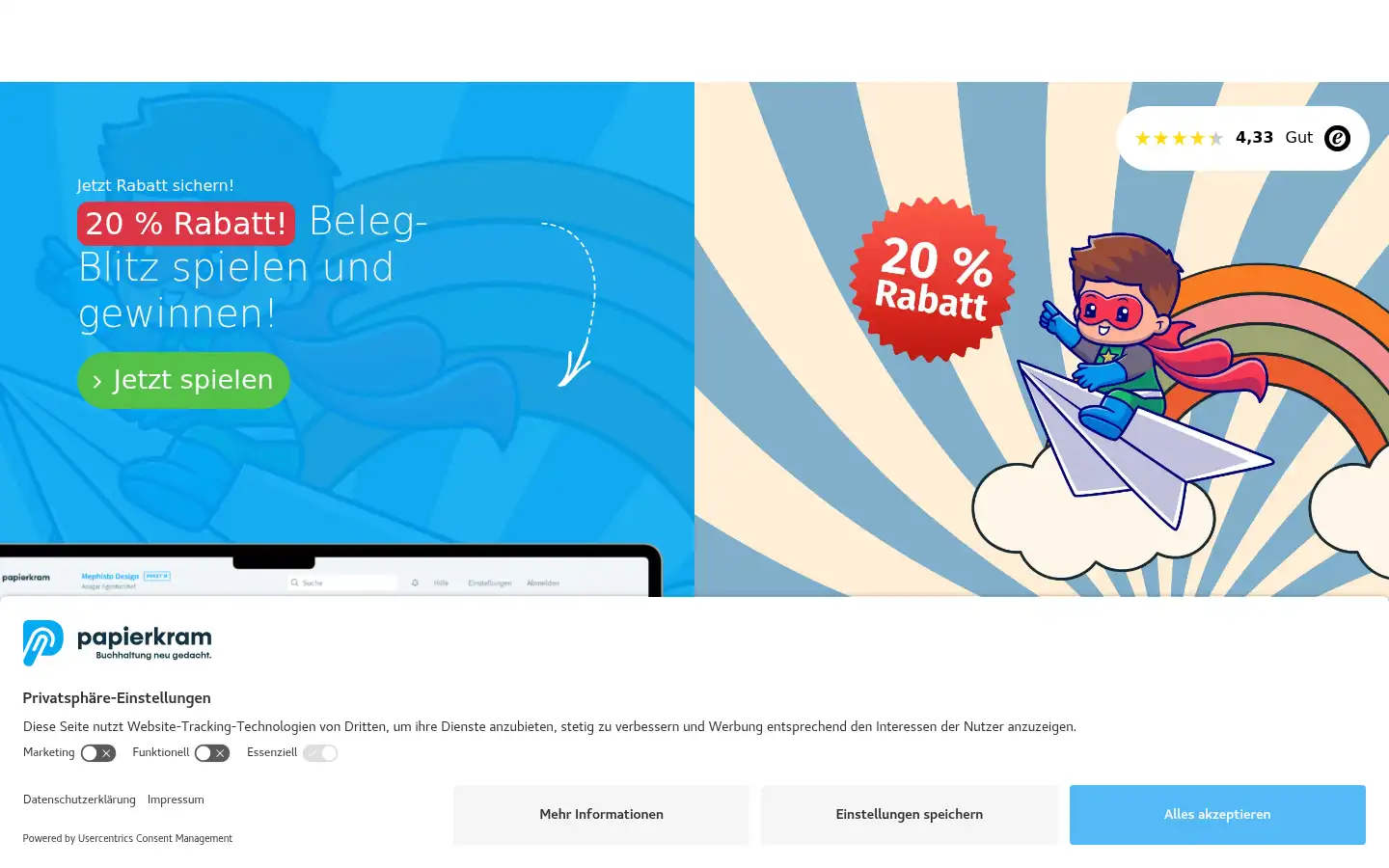 Screenshot of papierkram.de