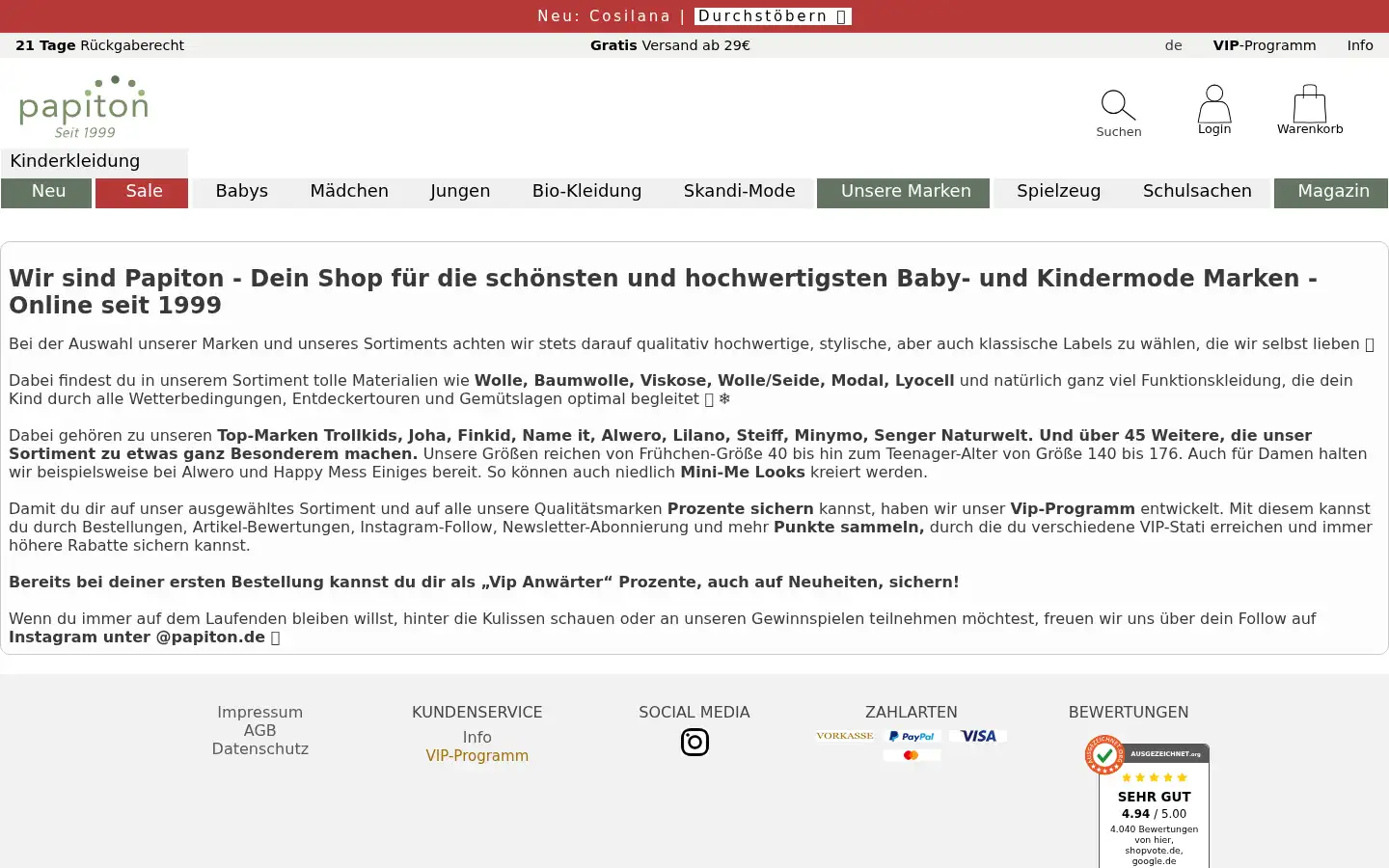 Screenshot of papiton.de