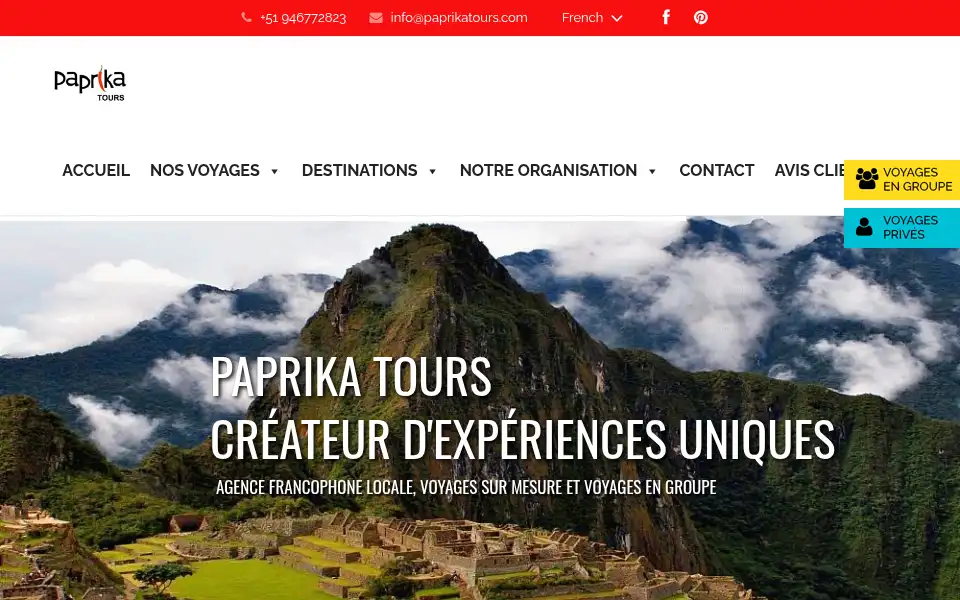 Screenshot of paprikatours.com
