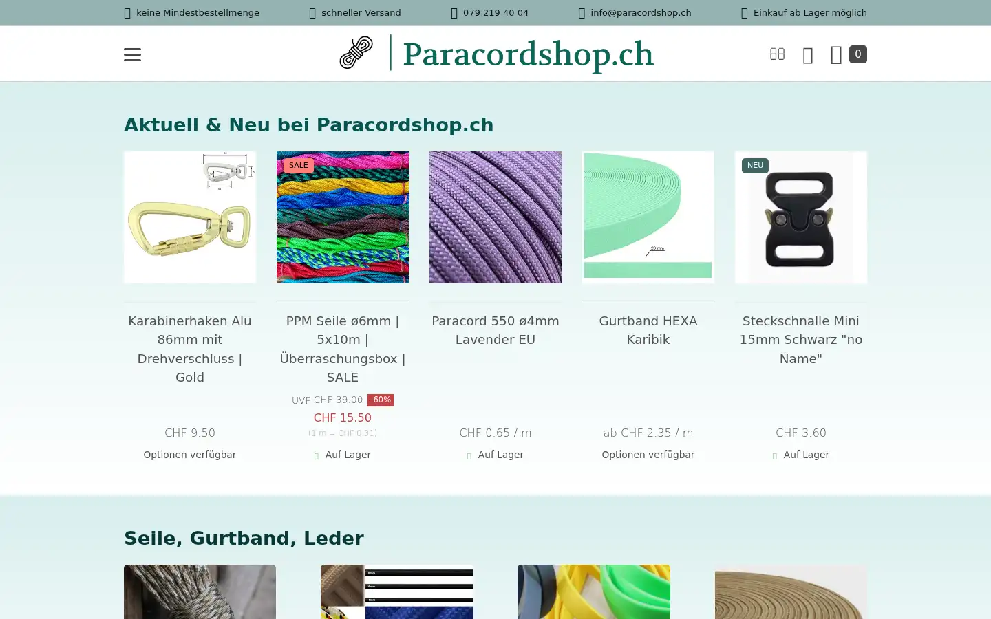 Screenshot of paracordshop.ch