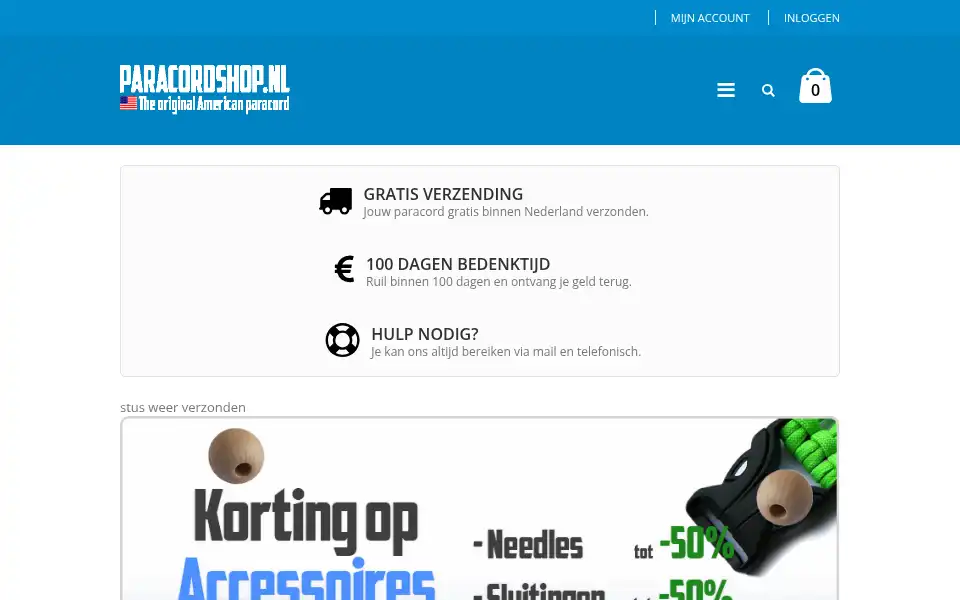 Screenshot of paracordshop.nl