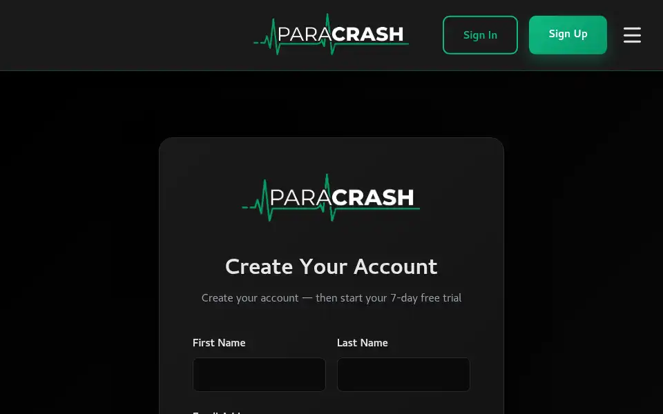 Screenshot of paracrash.uk