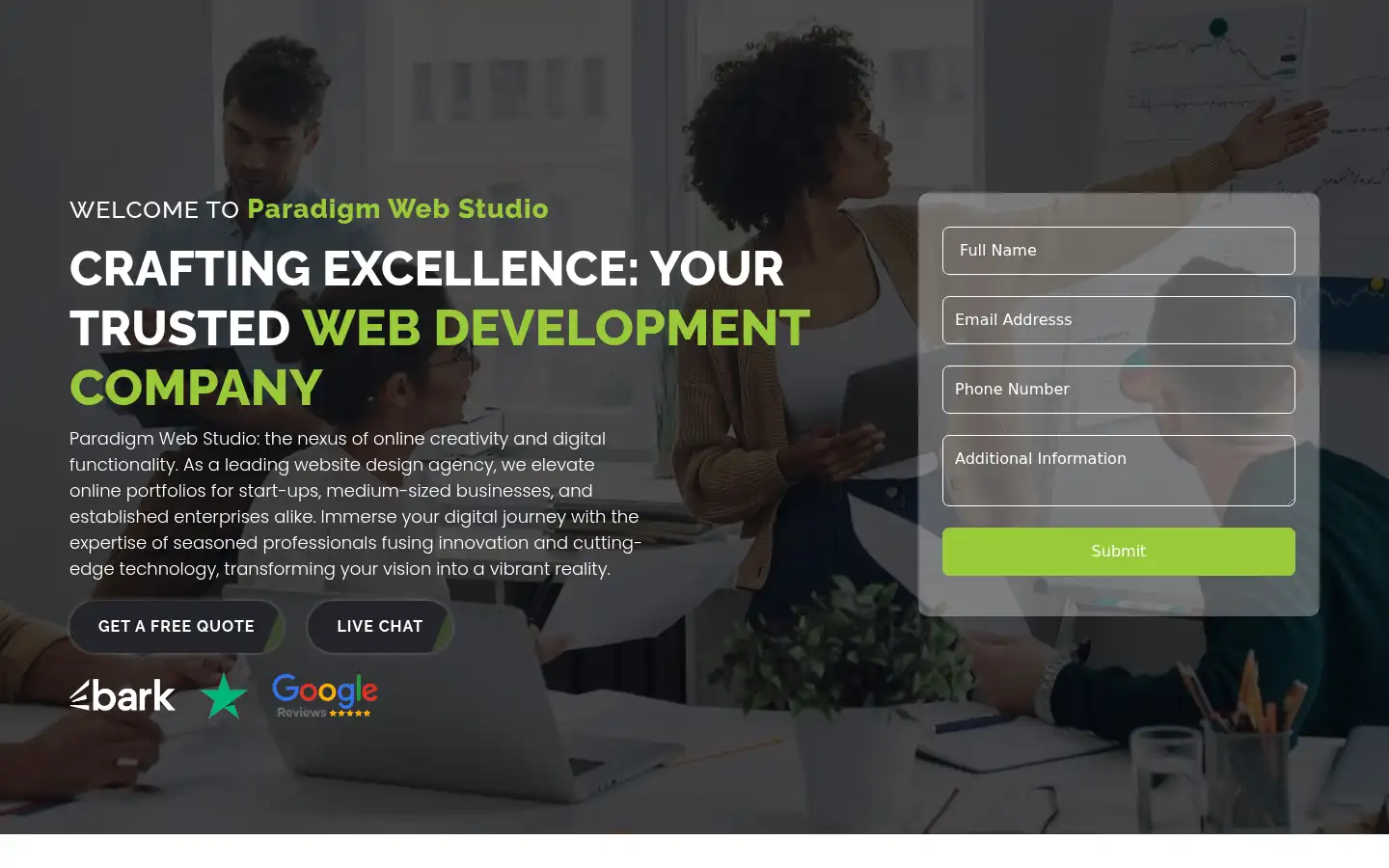 Screenshot of paradigmwebstudio.com