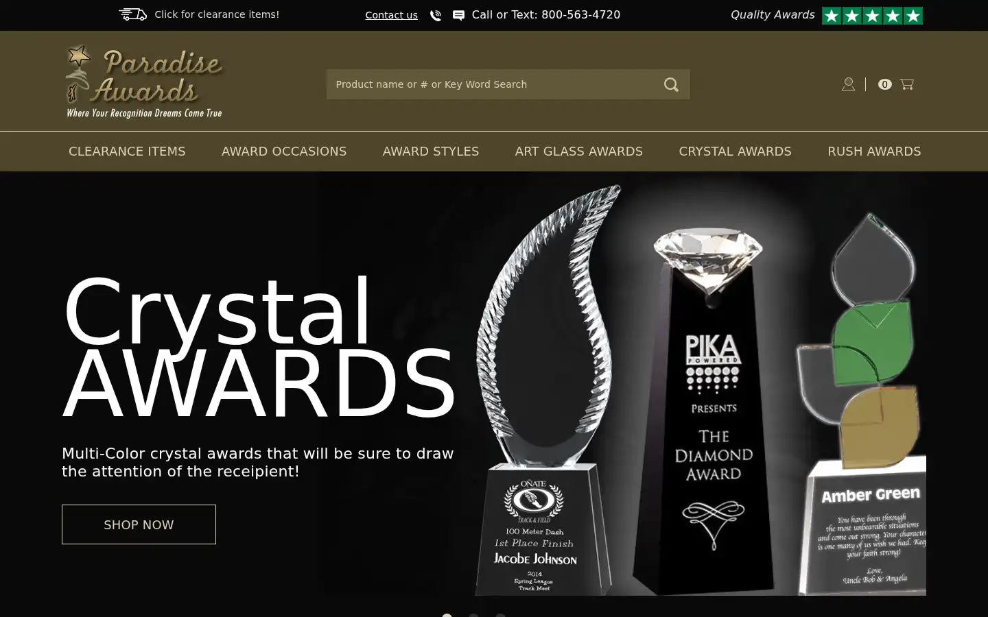 Screenshot of paradiseawards.com