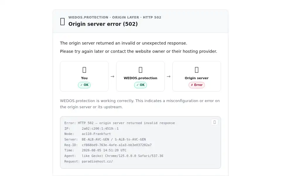Screenshot of paradisehost.cz