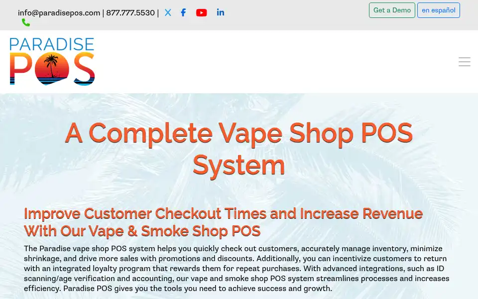 Screenshot of paradisepos.com