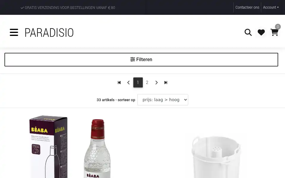 Screenshot of paradisio-online.be