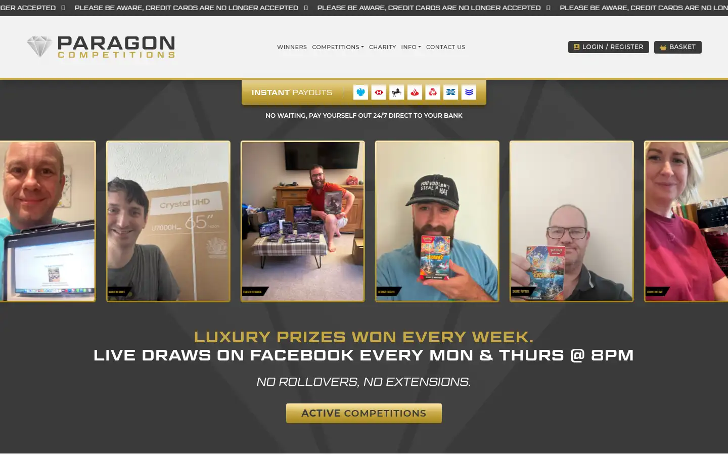 Screenshot of paragoncompetitions.co.uk