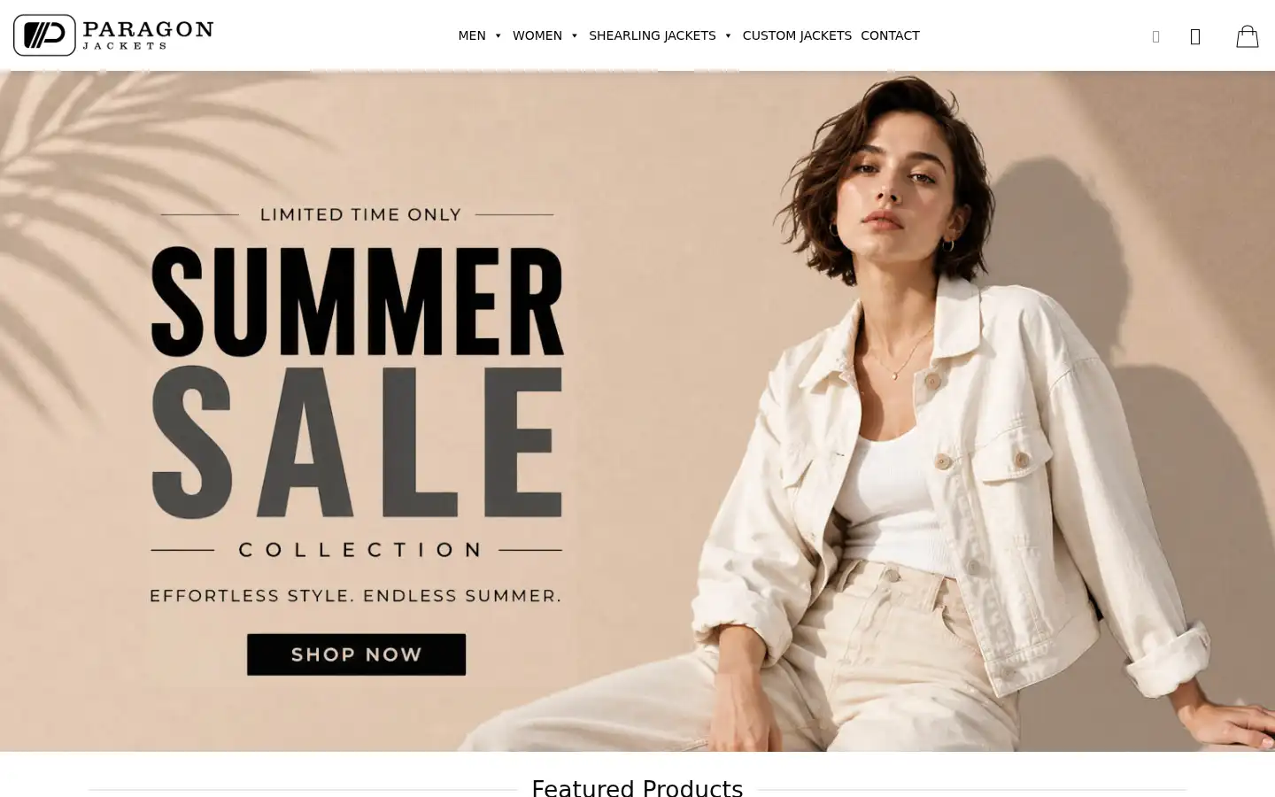 Screenshot of paragonjackets.com