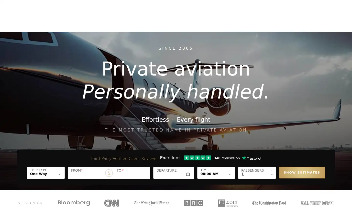 Screenshot of paramountbusinessjets.com