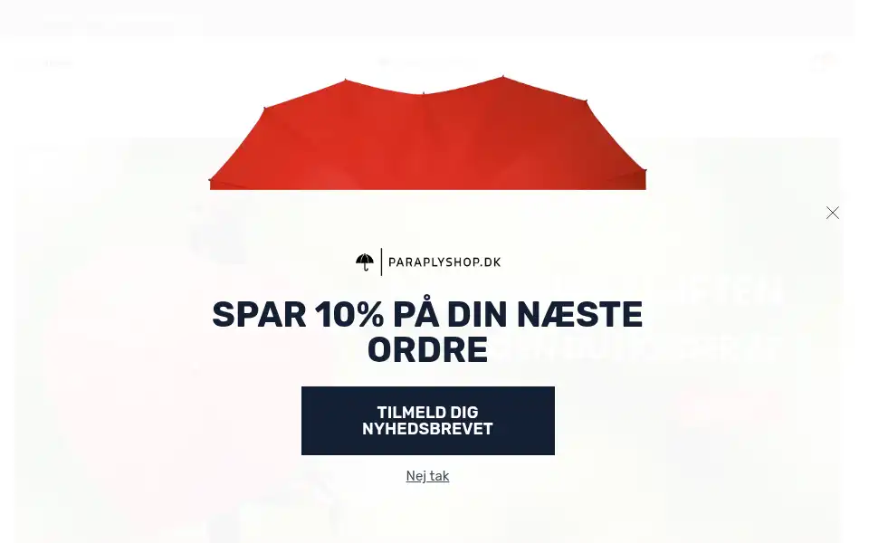 Screenshot of paraplyshop.dk