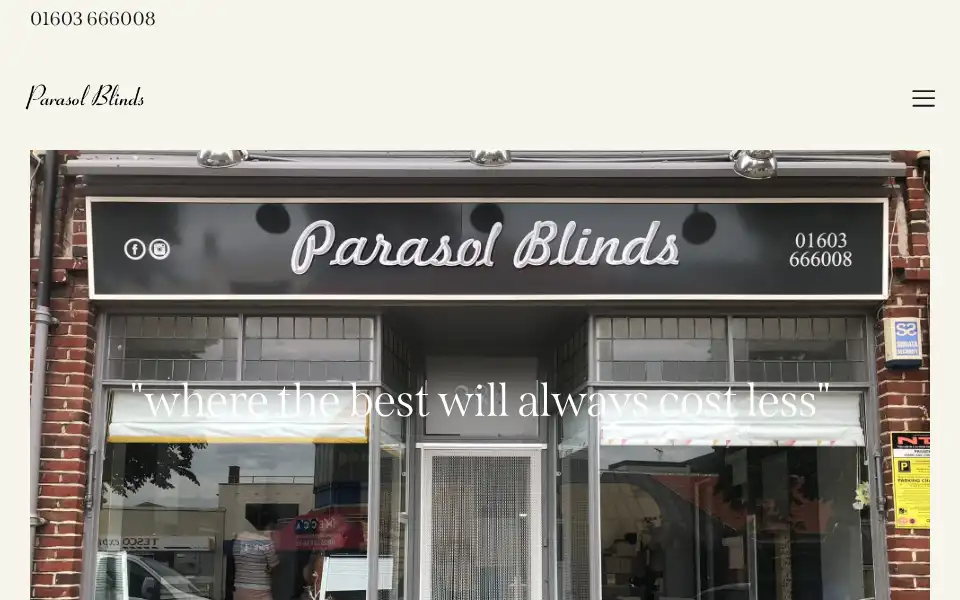 Screenshot of parasolblinds.co.uk