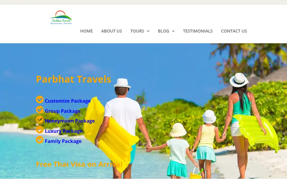 Screenshot of parbhattravels.com