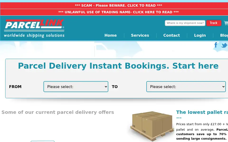 Screenshot of parcel-link.co.uk