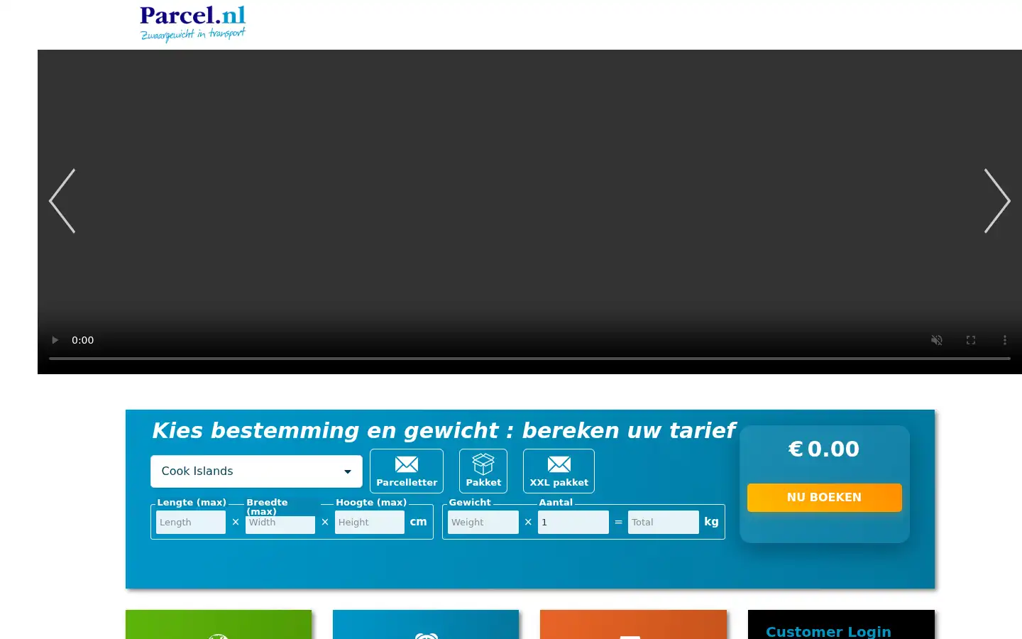 Screenshot of parcel.nl