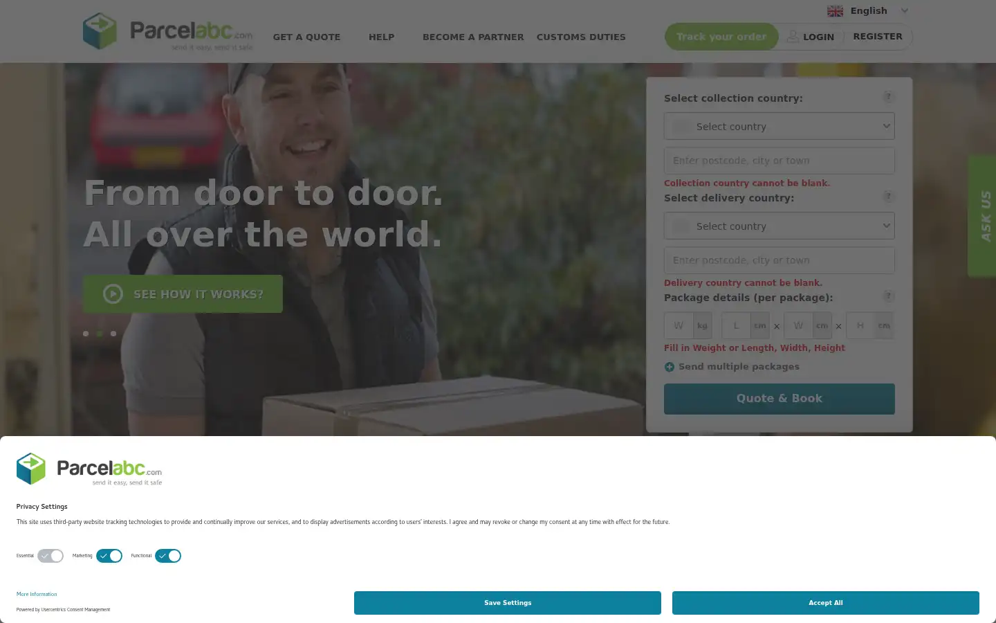 Screenshot of parcelabc.com