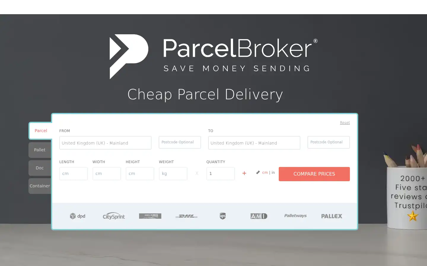 Screenshot of parcelbroker.co.uk