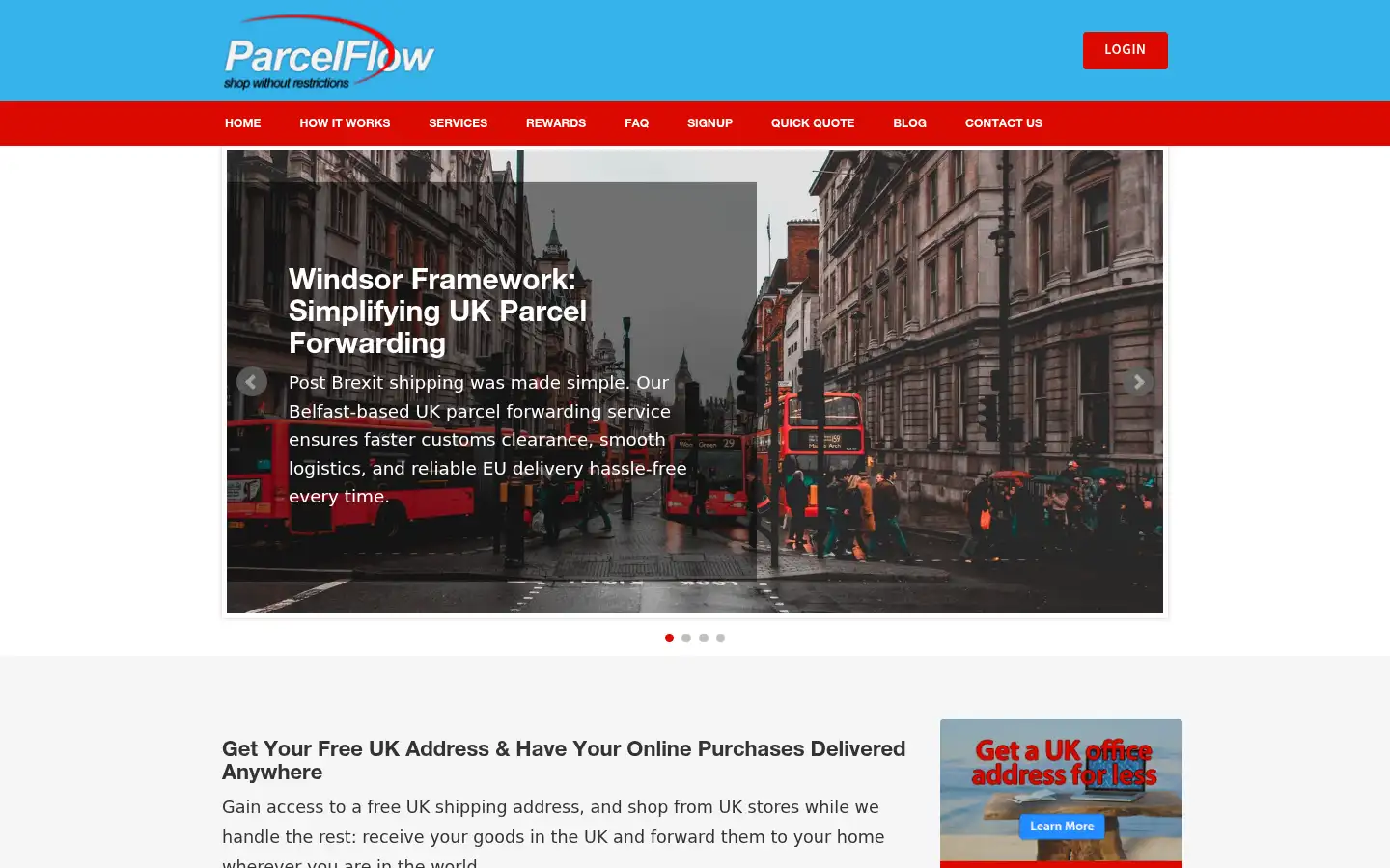 Screenshot of parcelflow.co.uk