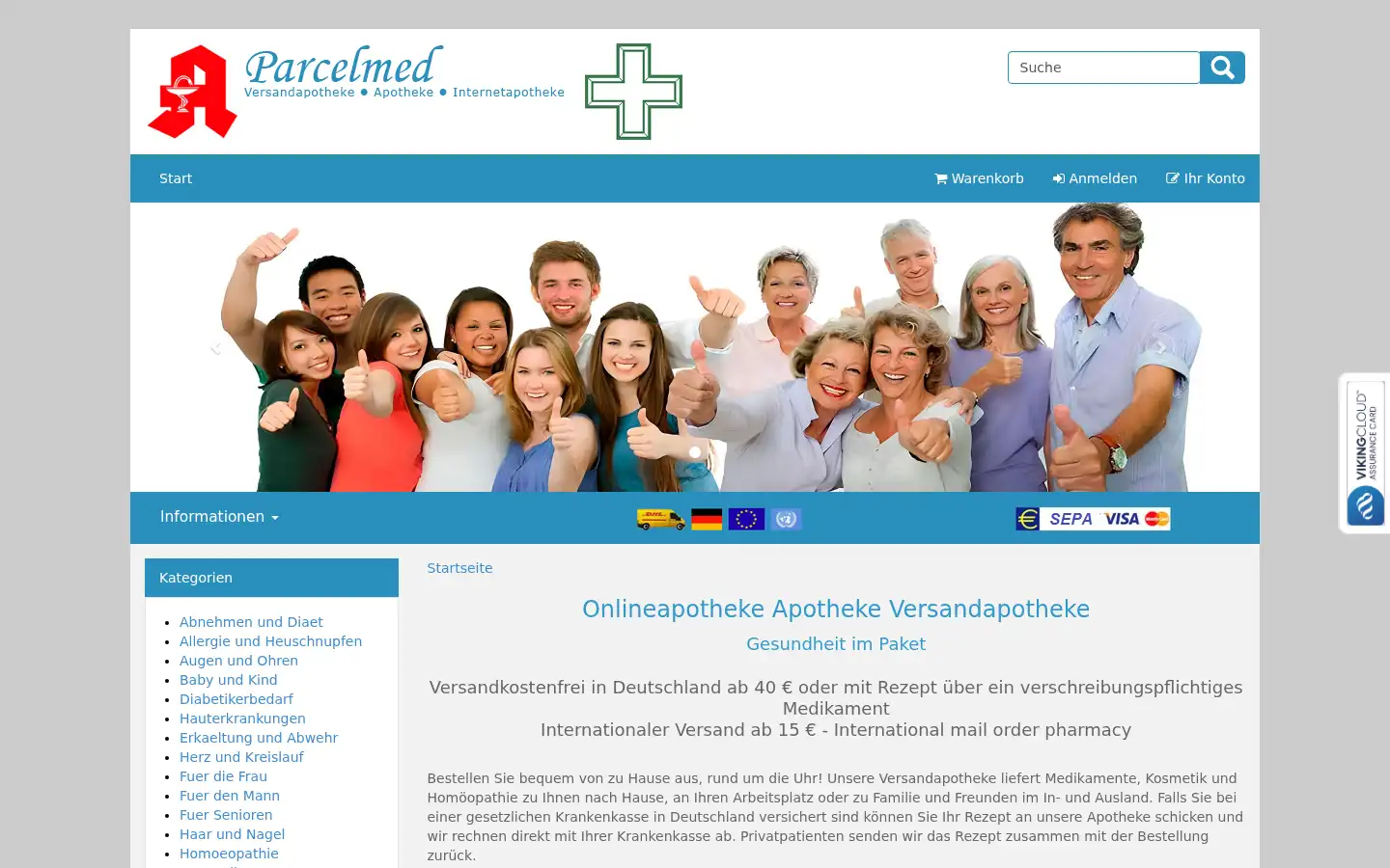 Screenshot of parcelmed.de