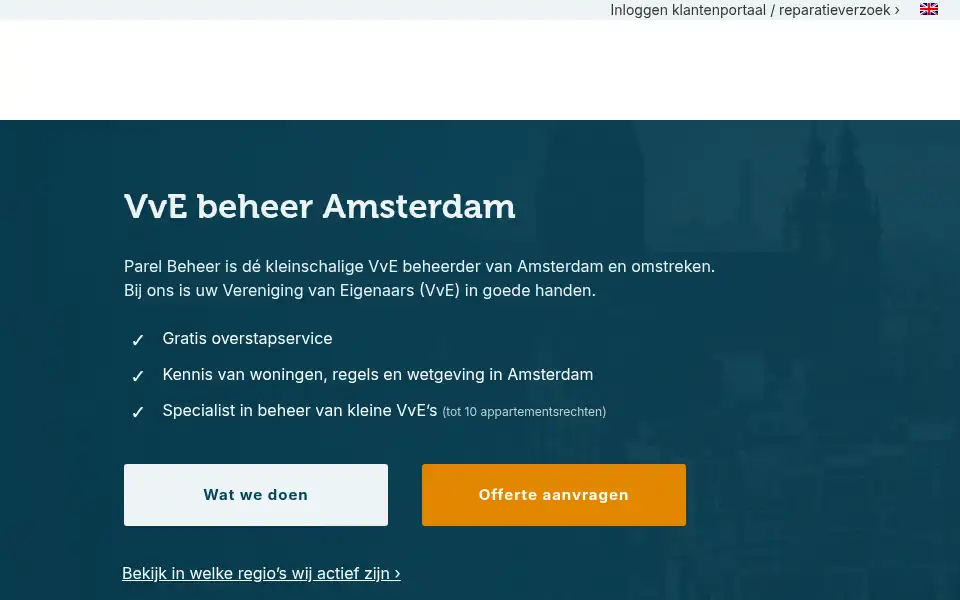Screenshot of parelbeheer.nl