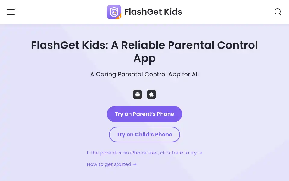 Screenshot of parental-control.flashget.com