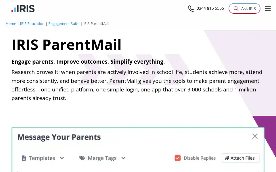 Screenshot of parentmail.co.uk