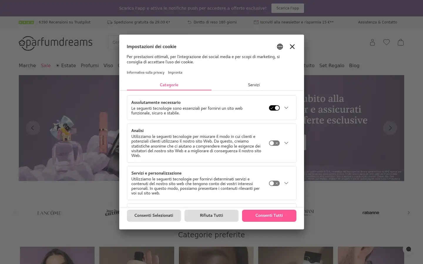 Screenshot of parfumdreams.it
