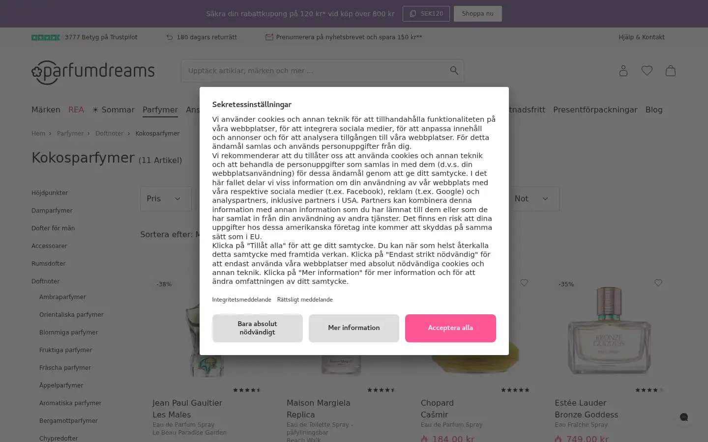Screenshot of parfumdreams.se