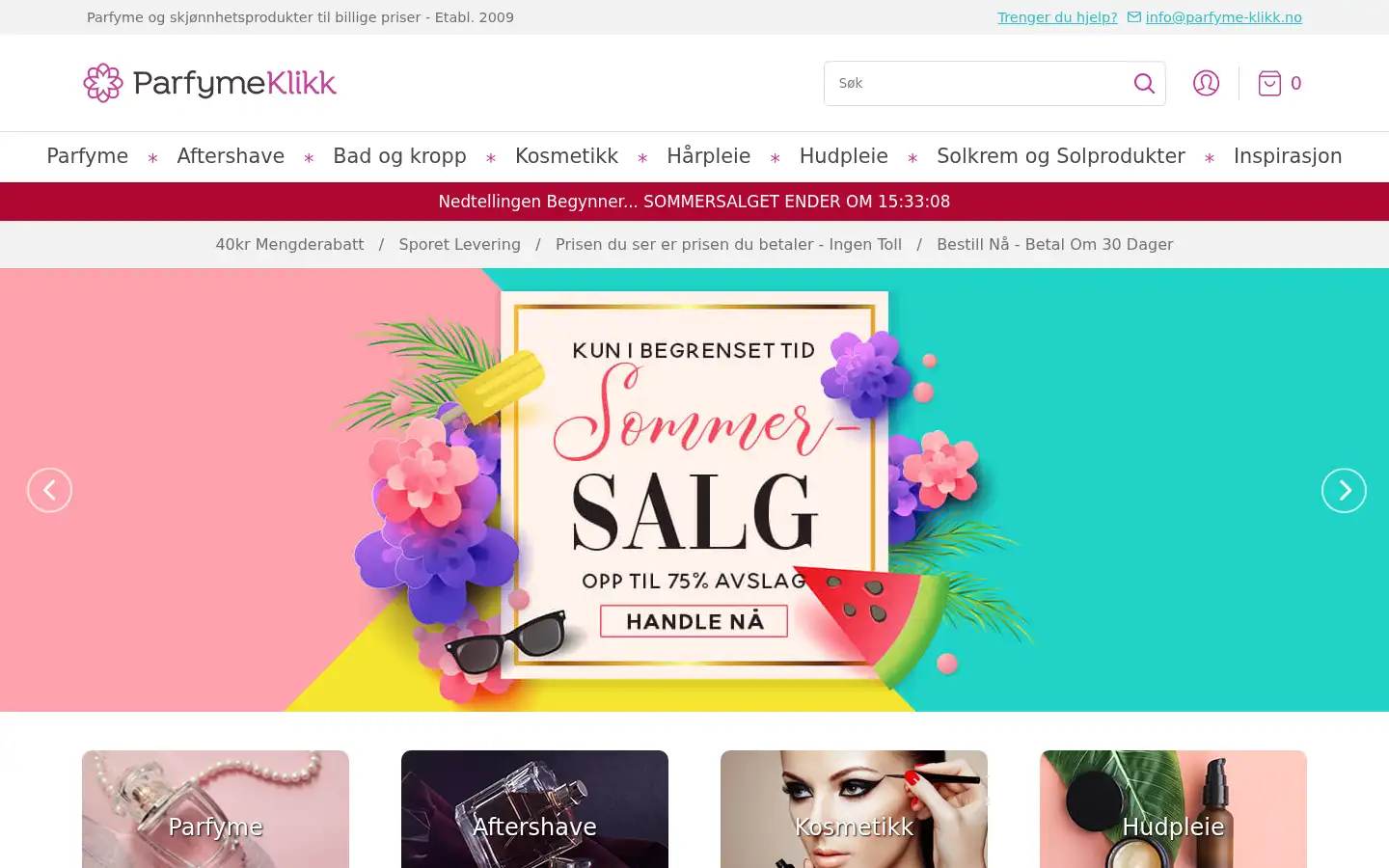 Screenshot of parfyme-klikk.no