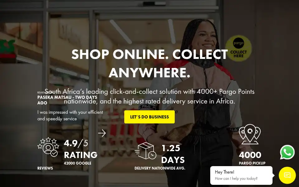 Screenshot of pargo.co.za