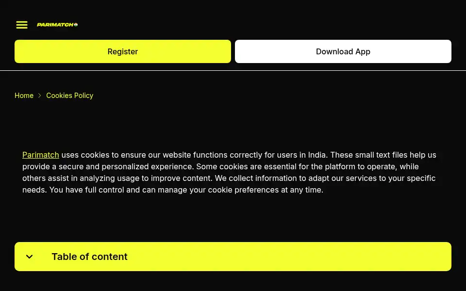 Screenshot of parimatch-bet.in.net